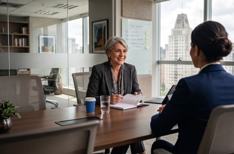 Coaching session between a coach and her client